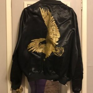 Men’s satin jacket with gold dust eagle